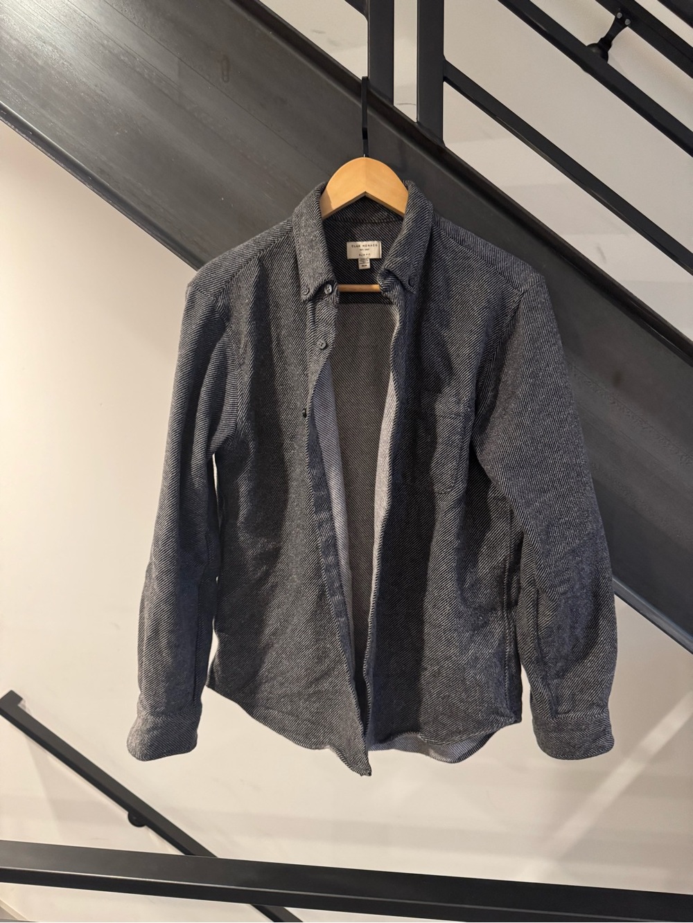 Club Monaco Men's Heather Grey Button-Front Shirt Jacket